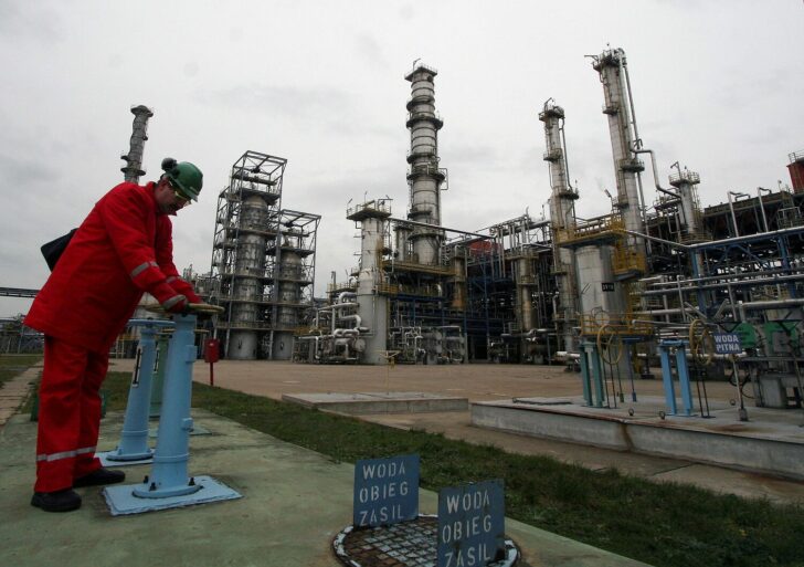 FILE PHOTO: A man works at PKN Orlen main oil refinery in Plock