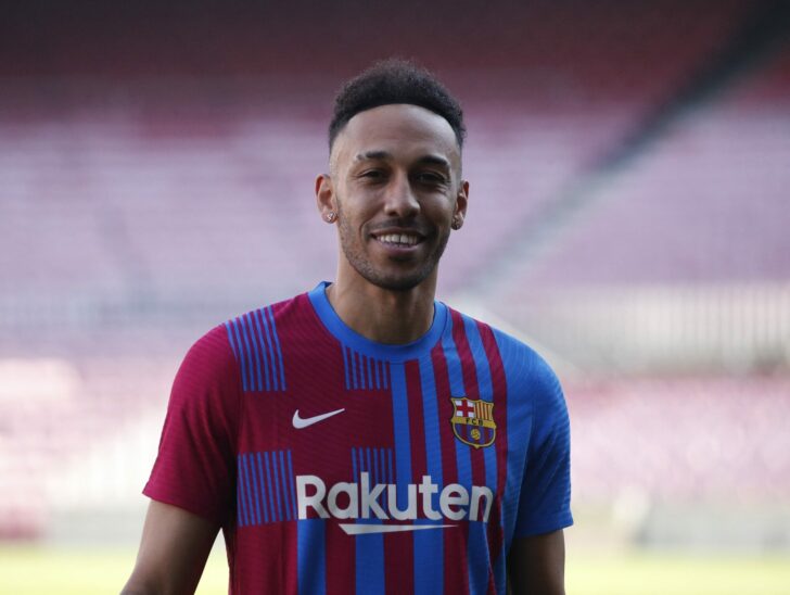 FC Barcelona present new signing Pierre-Emerick Aubameyang