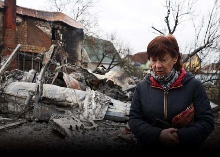 Residential areas damaged after Russia launched a massive military operation against Ukraine, in Kyiv
