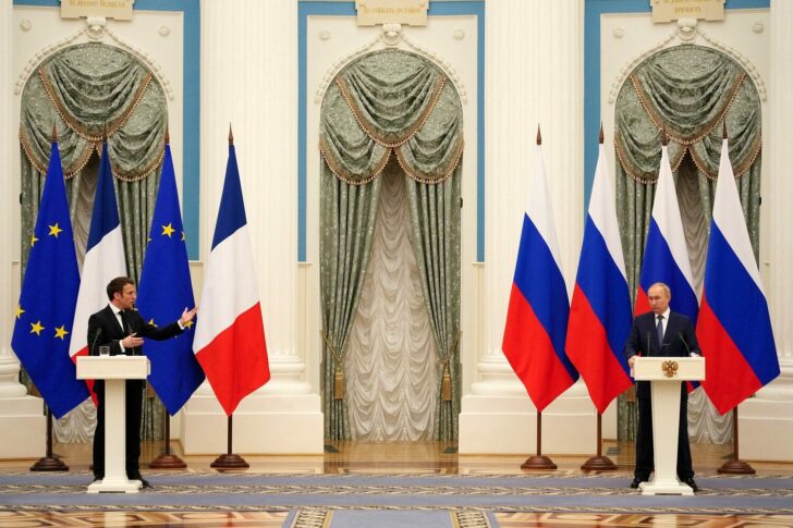 Russian President Vladimir Putin meets with French President Emmanuel Macron in Moscow