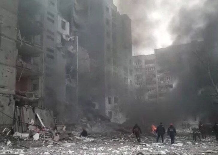 Aftermath of shelling attack in Chernihiv