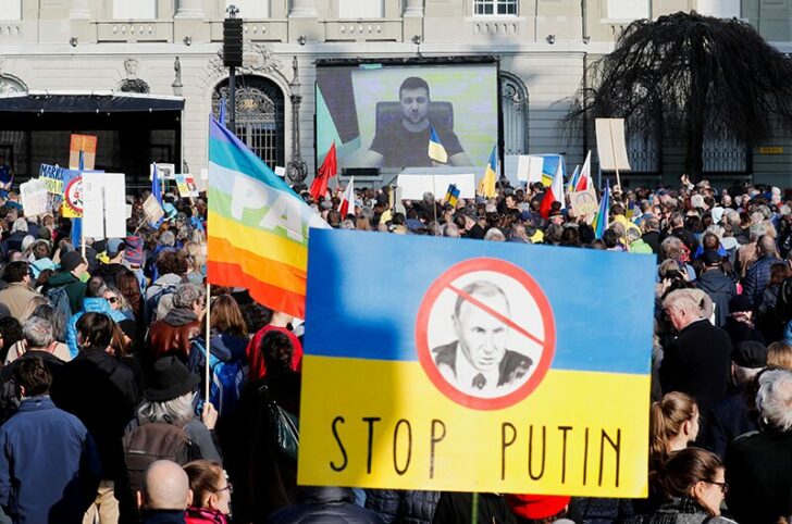 Anti-war protest against Russian invasion of Ukraine, in Bern