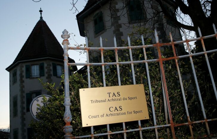 The CAS is pictured before an appeal hearing of Jamaican sprinter Nesta Carter in Lausanne