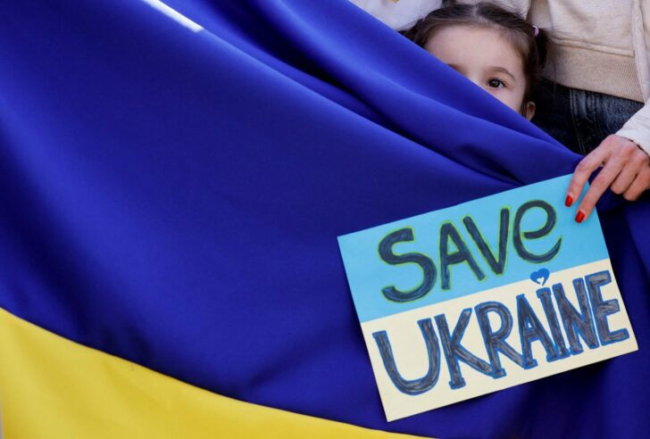 Demonstration in support of Ukraine, in Brussels