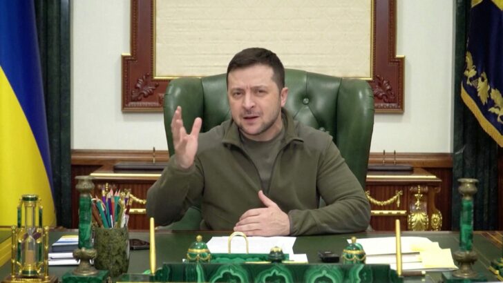 Ukrainian President Volodymyr Zelenskiy speaks in Kyiv