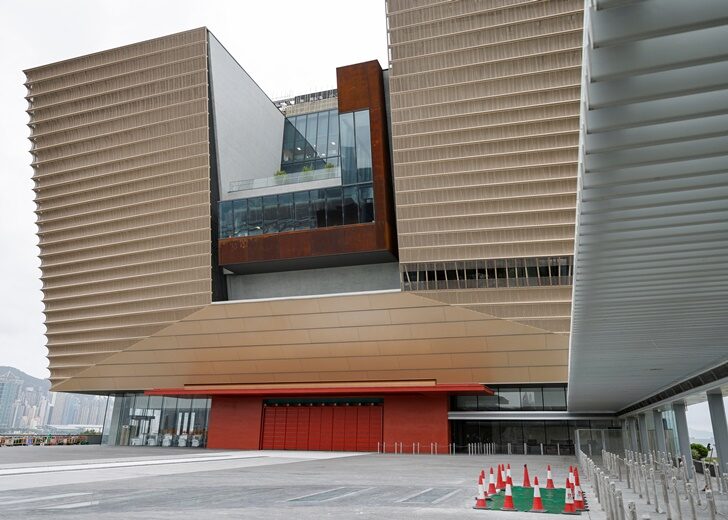 A view of Hong Kong Palace Museum under construction during a media tour, in Hong Kong