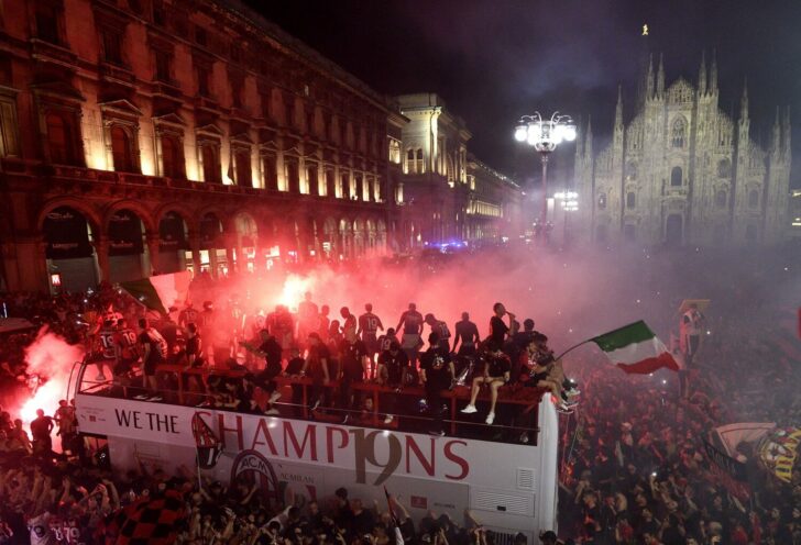 AC Milan celebrate winning Serie A