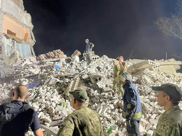 Rescue operation is underway after a missile strike, in Chasiv Yar
