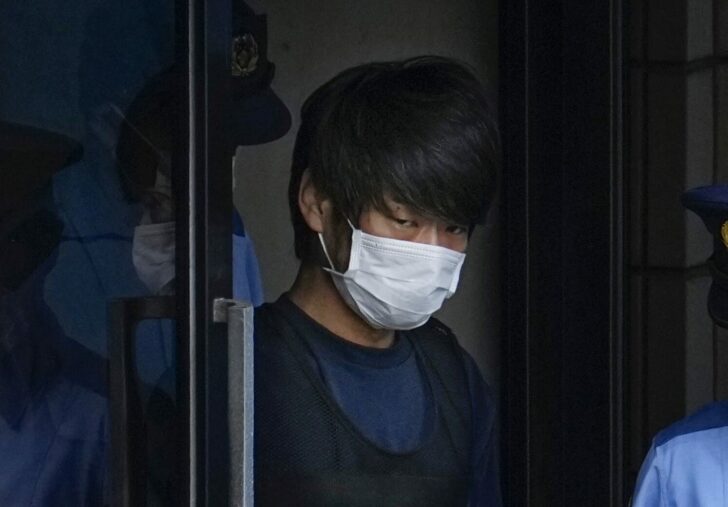 Tetsuya Yamagami, Suspected of killing former Japanese premier Shinzo Abe, is taken to prosecutors in Nara, Japan
