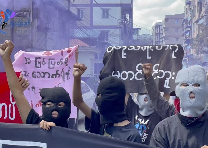 People protest in the wake of executions, in Yangon