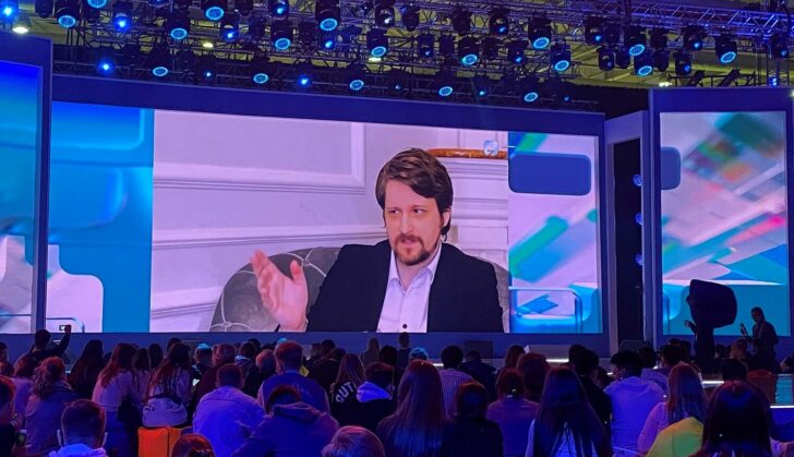 FILE PHOTO: Former contractor of U.S. National Security Agency Snowden speaks via video link at the New Knowledge educational online forum in Moscow
