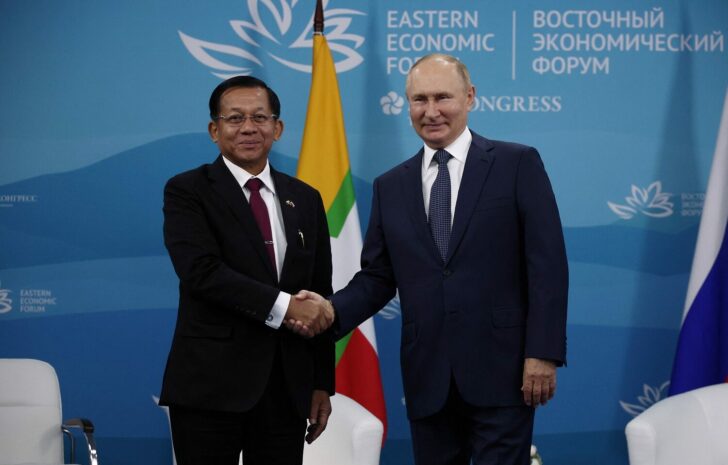 Russian President Vladimir Putin meets with Myanmar's Prime Minister Min Aung Hlaing in Vladivostok
