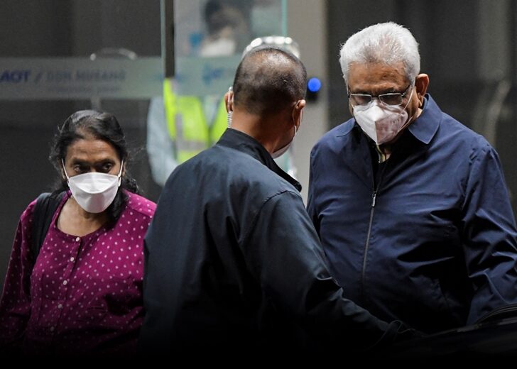 Former Sri Lankan President Gotabaya Rajapaksa arrives at the Bangkok's Don Mueang International airport
