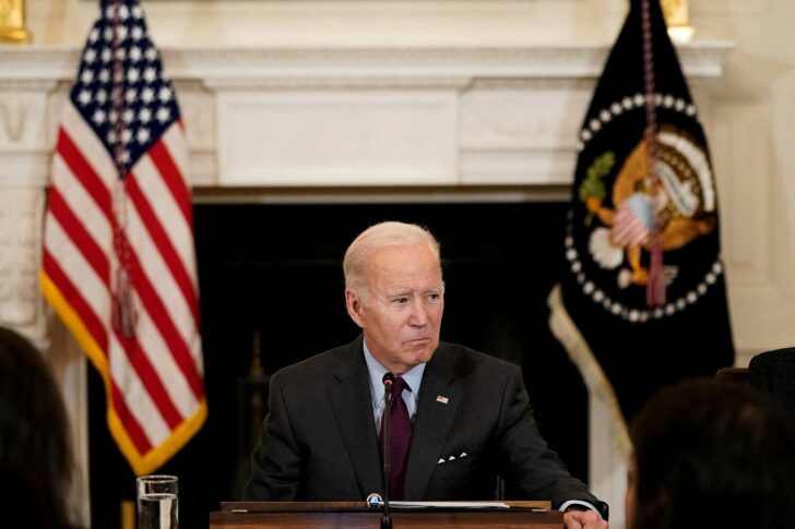 FILE PHOTO: U.S. President Joe Biden attends a meeting at the White House