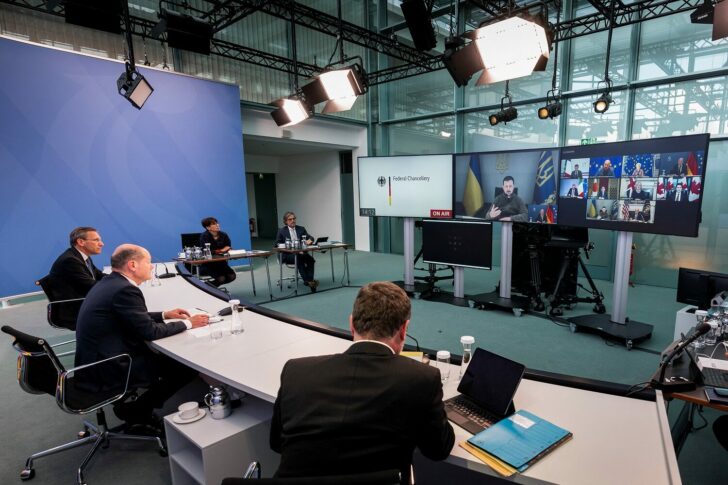 German Chancellor Scholz attends virtual G7 leaders meeting in Berlin