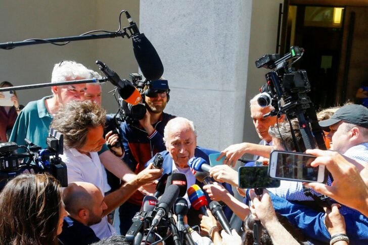 FILE PHOTO: Former soccer officials Sepp Blatter and Michel Platini face corruption charges in Swiss trial