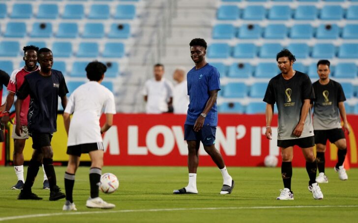 FIFA World Cup Qatar 2022 - England team hold a welcome event with migrant workers from the Workers’ Cup