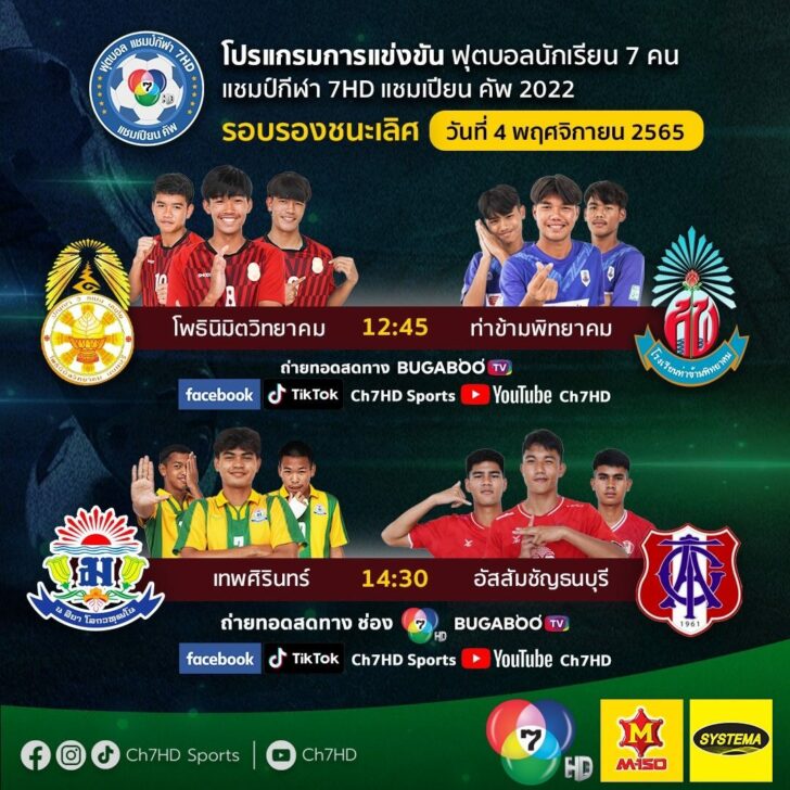 ชวนลุ้น 4 ทีมรอบรองแชมป์กีฬา7HD2022
