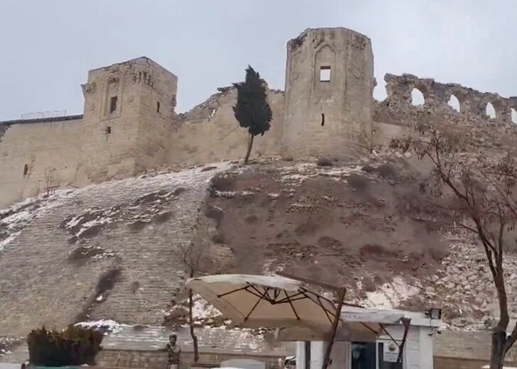 View of debris of Gaziantep Castle following an earthquake in Gaziantep