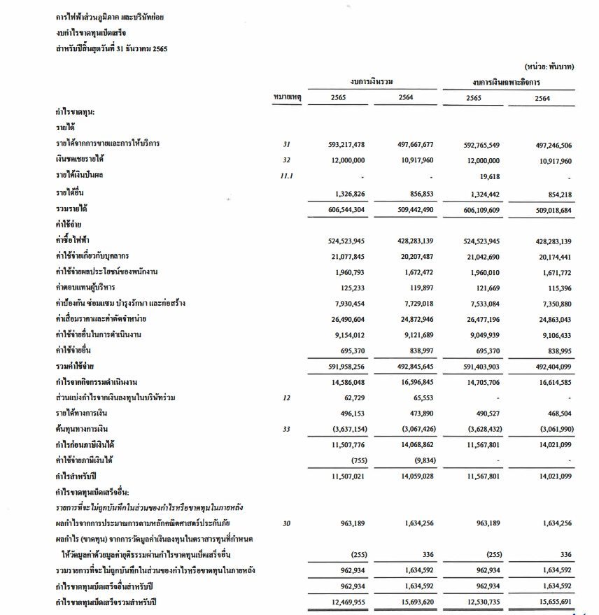 เปิดงบการเงินปี’65 กฟน.-กฟภ. รายได้ 1.3 ล้านล้าน กำไรเฉียด 6 หมื่นล้าน