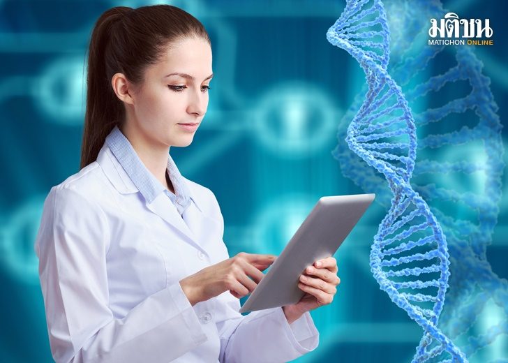 Molecular Biology, Genetics and Medical Concept. An Asian woman doctor,
