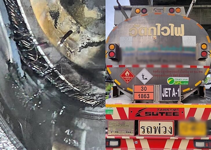 ดับไฟ-ไหม้ล้อรถบรรทุกน้ำมัน