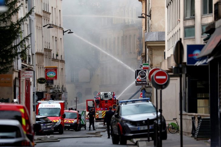 Gas explosion causes fire in central Paris