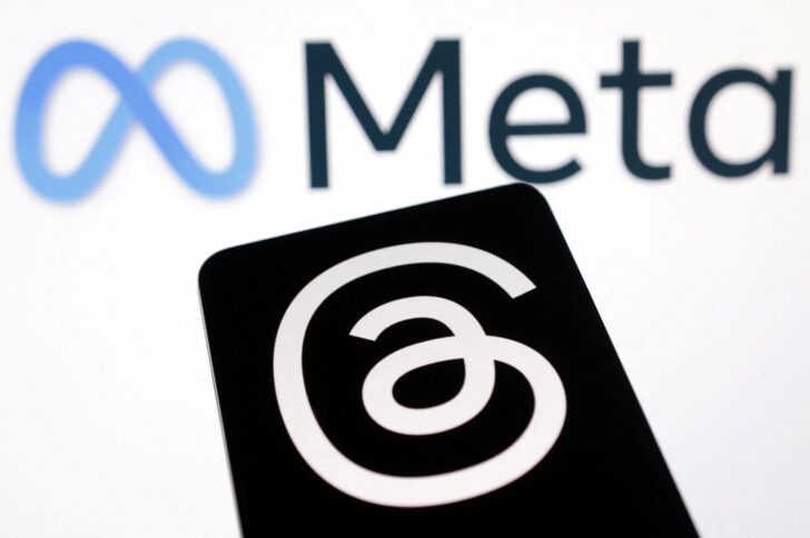 Illustration shows Meta and Threads app logos