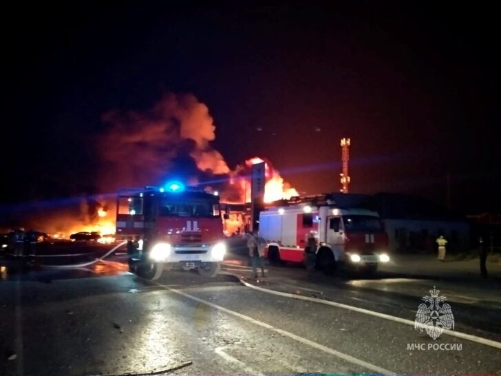Aftermath of explosion at gas station in Makhachkala