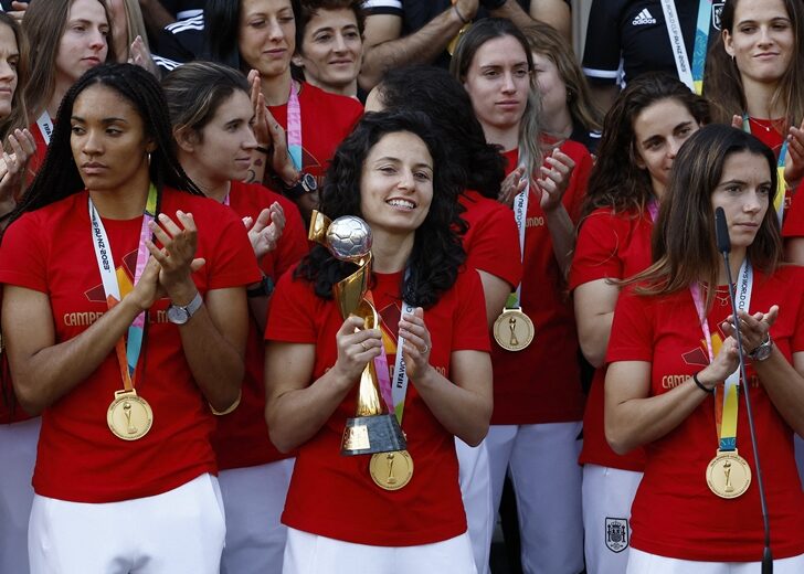 FIFA Women's World Cup Australia and New Zealand 2023 - Spain's Prime Minister Pedro Sanchez receive the World Cup champions