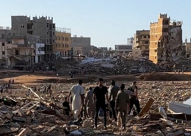 Aftermath of a powerful storm and heavy rainfall in Derna