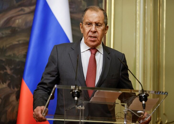 Russian Foreign Minister Sergei Lavrov and Arab League Chief Ahmed Aboul Gheit meet in Moscow