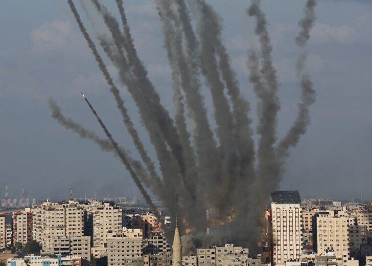 Rockets are fired from Gaza towards Israel