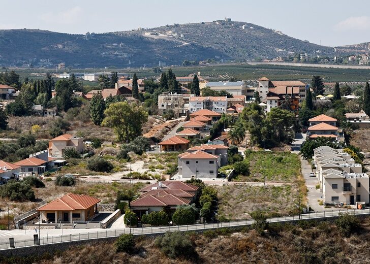 A general view of a village of Metula in northern Israel as seen from Hamames Hill in Khiam