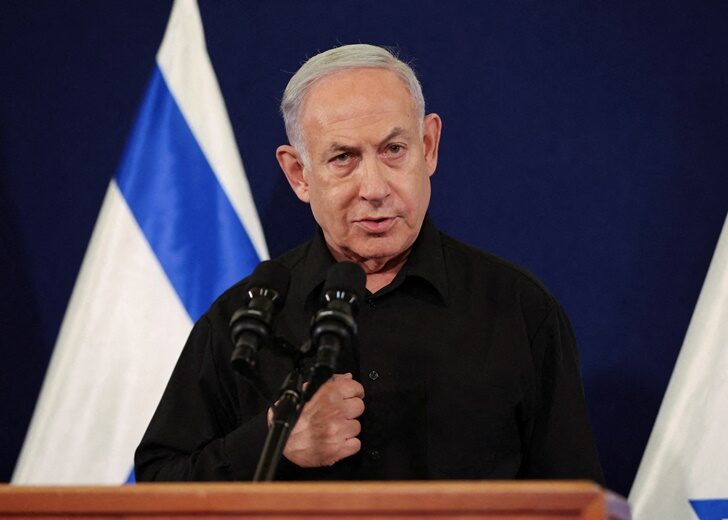 Israeli Prime Minister Netanyahu holds a press conference in Tel Aviv