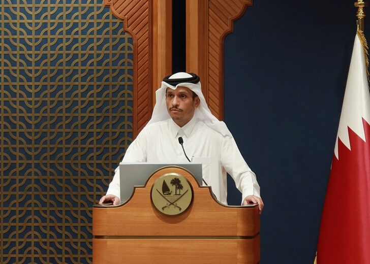 Joint press conference with Qatar's Prime Minister and Foreign Minister Sheikh Mohammed bin Abdulrahman Al Thani and French Foreign Minister Colonna, in Doha