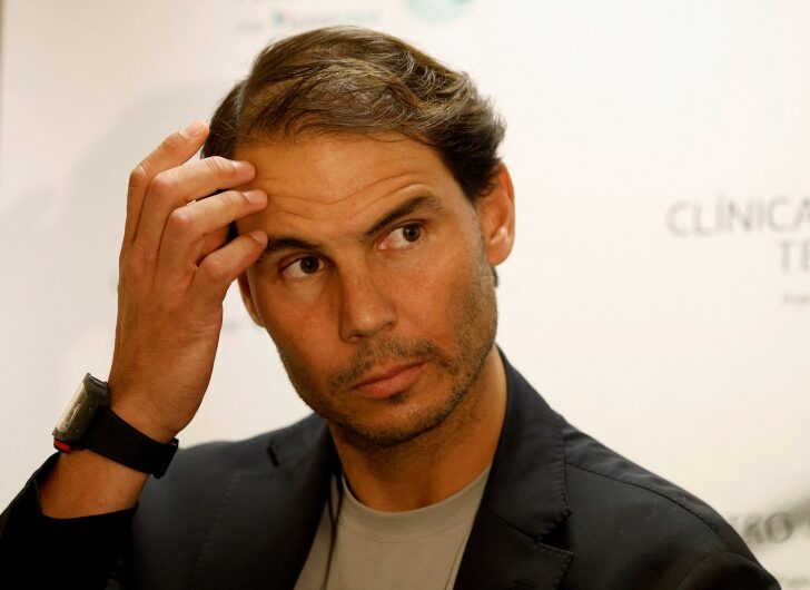 Rafael Nadal visits Barcelona's tennis clinic