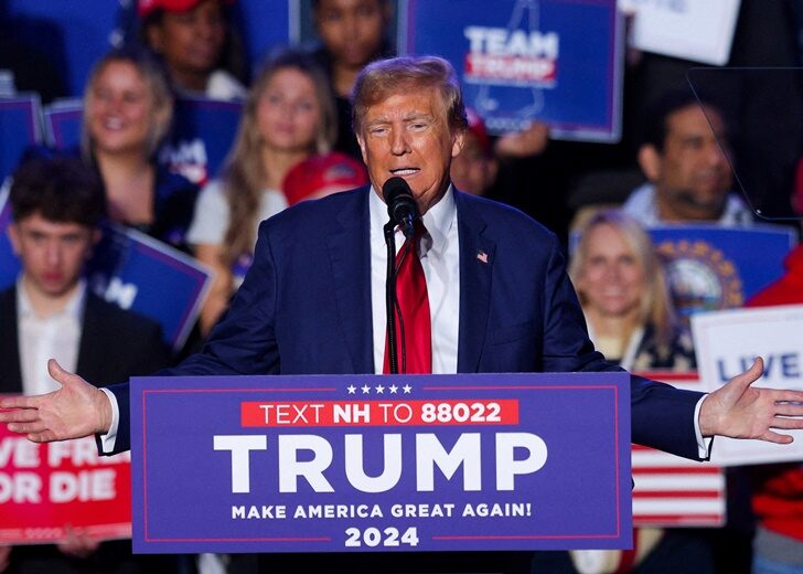 FILE PHOTO: Republican presidential candidate and former U.S. President Donald Trump's rally in Durham
