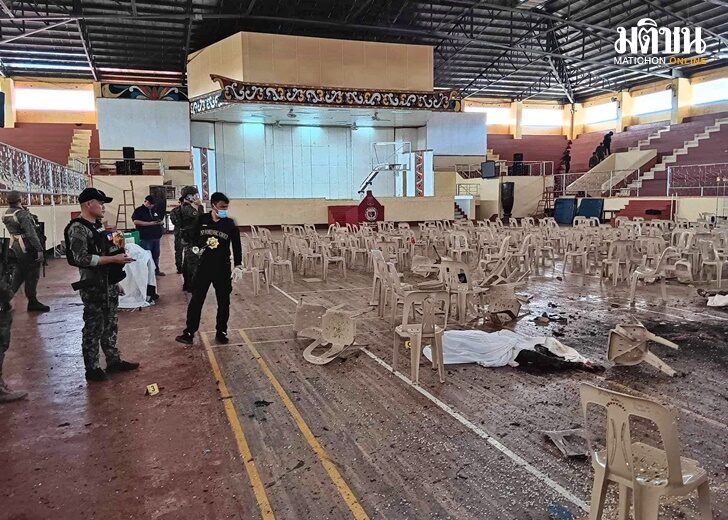 Aftermath of explosion during a Catholic Mass at Mindanao State University in Marawi