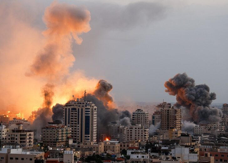 Smoke rises following Israeli strikes in Gaza