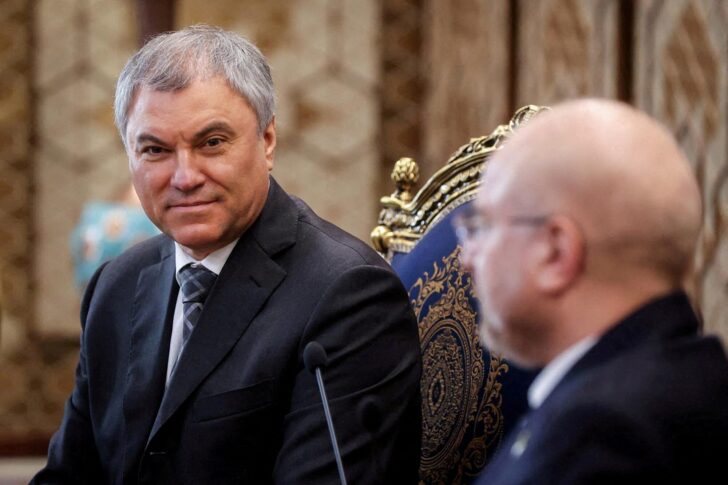 FILE PHOTO: Russian State Duma Chairman Vyacheslav Volodin holds talks in Tehran