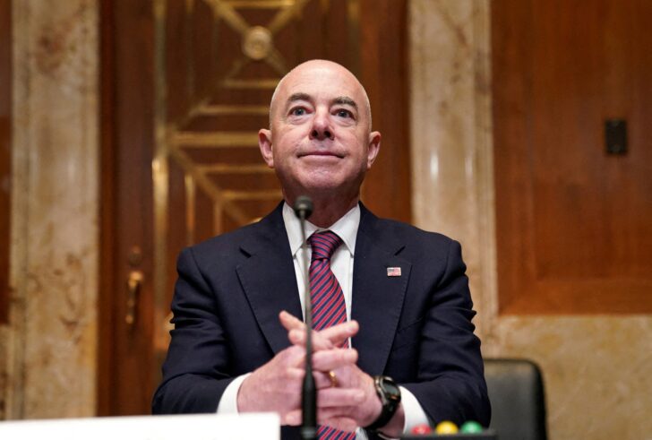 FILE PHOTO: FILE PHOTO: Homeland Security Secretary Alejandro Mayorkas testifies on Capitol Hill in Washington