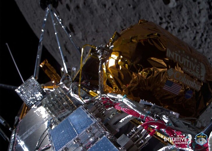 Intuitive Machines' Odysseus spacecraft passes over the near side of the Moon following lunar orbit insertion