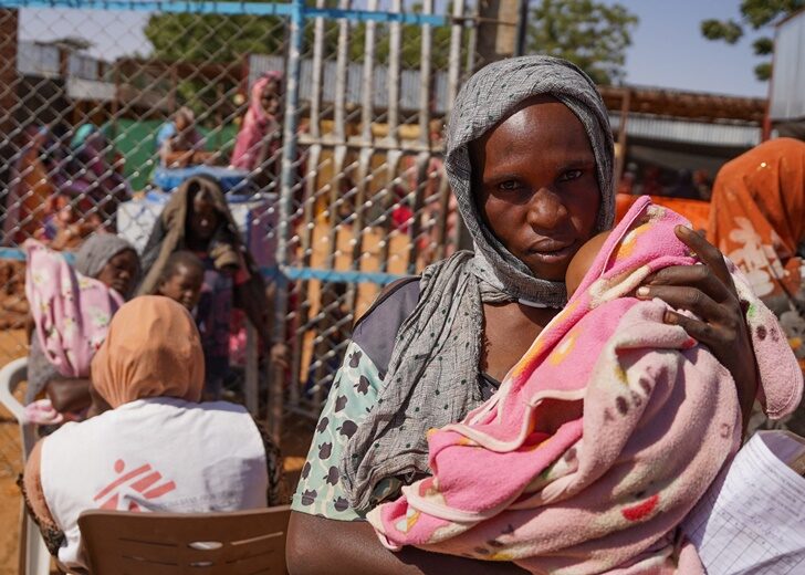 Handout photograph of a woman and baby at the Zamzam displacement camp in North Darfur