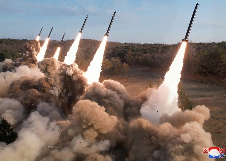 North Korean leader Kim Jong Un guides a training of the fire division