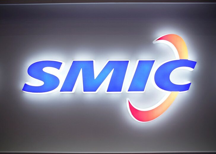 FILE PHOTO: A logo of Semiconductor Manufacturing International Corporation (SMIC) is seen at China International Semiconductor Expo (IC China 2020) following the coronavirus disease (COVID-19) outbreak in Shanghai