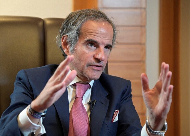 FILE PHOTO: IAEA chief Rafael Grossi speaks during an interview with Reuters in Tokyo