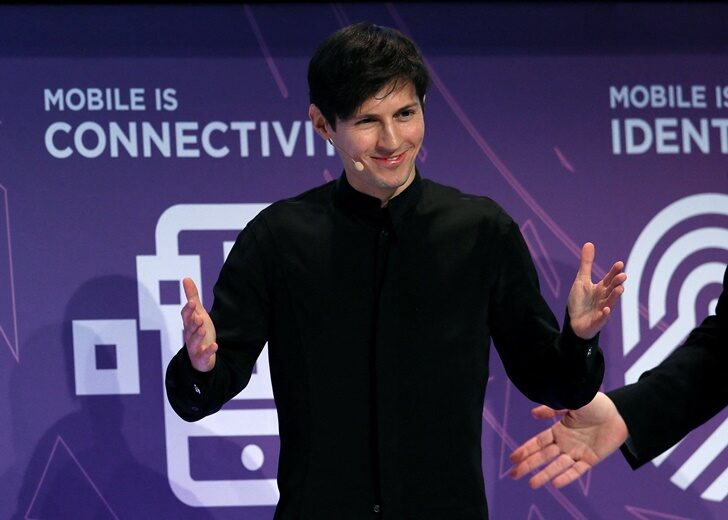 FILE PHOTO: Founder and CEO of Telegram Pavel Durov delivers a keynote speech during the Mobile World Congress in Barcelona