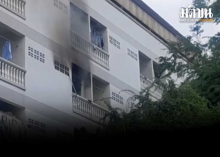 ไฟไหม้อาคาร 5 ชั้น ซอยปรีดีพนมยงค์ 43 จนท.รุดที่เกิดเหตุ