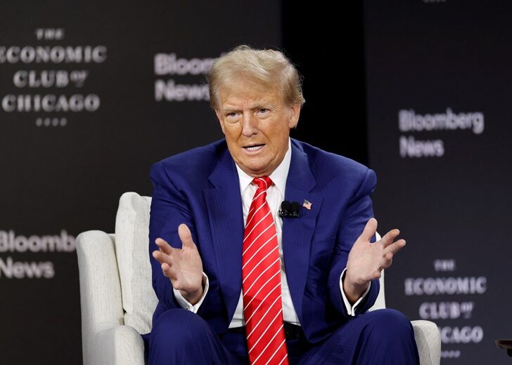 Republican presidential candidate Donald Trump interview by Bloomberg News at Economic Club of Chicago